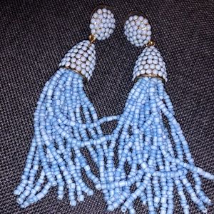 Baublebar Light Blue +Gold Beaded Tassel Earrings